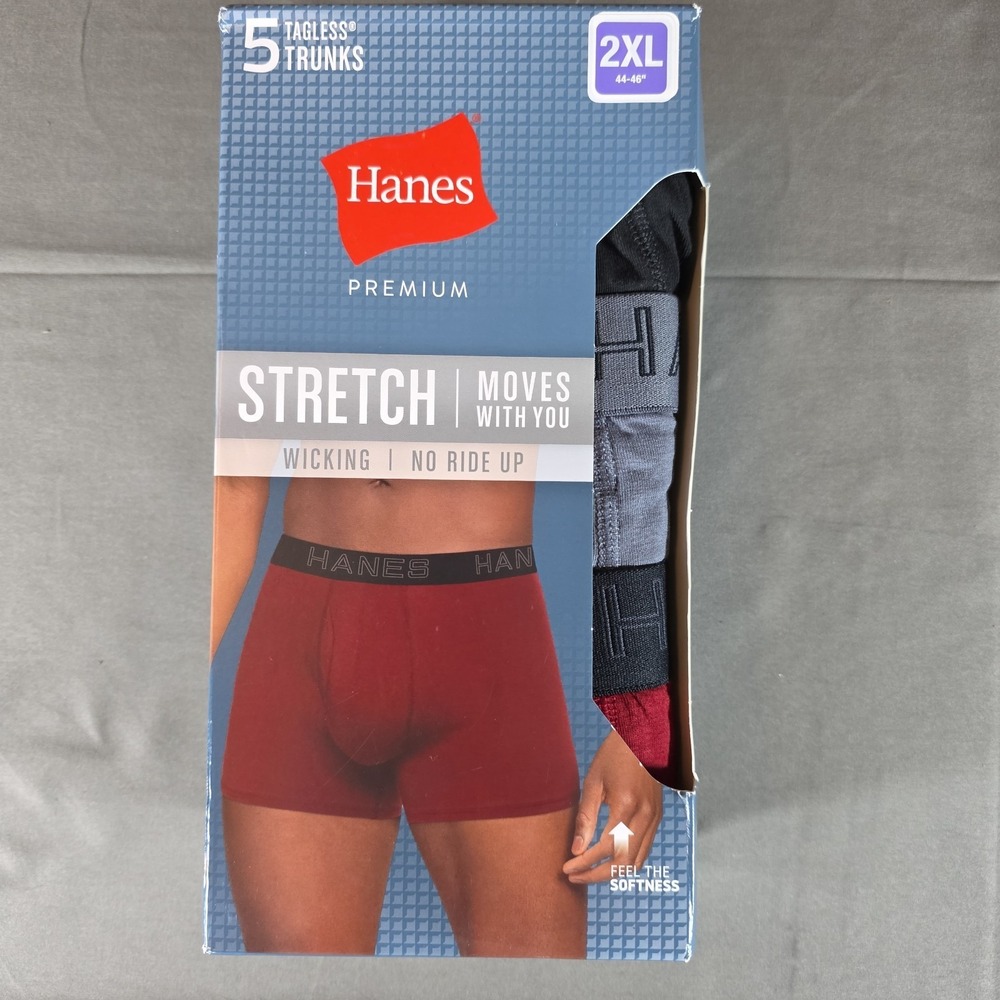Hanes Premium Boxer Briefs Mens XXL Multicolor Dark 5 Pack Tagless Stretch
